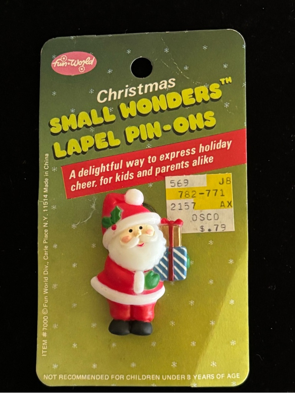 Fun World Red Santa Brooch - Christmas Small Wonders Lapel Pin-On